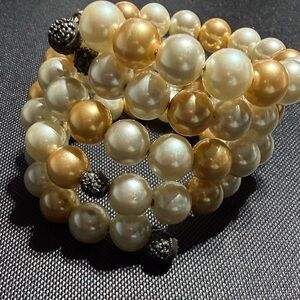 Vintage Judith Jack 925 Marcacite Glass Pearl Wrap Bracelet (1)